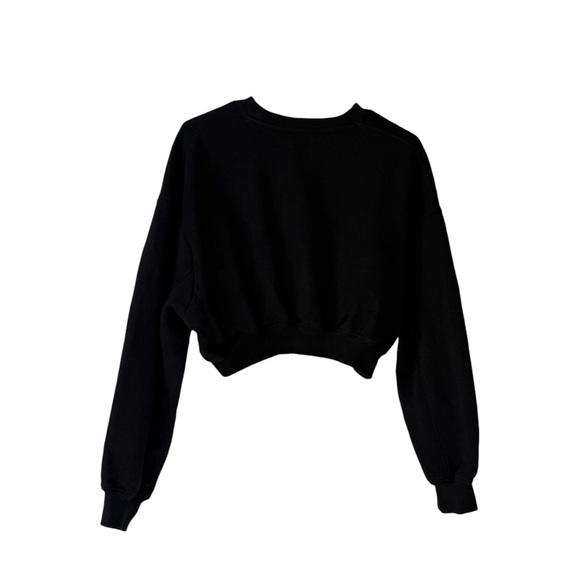 Zara Medium Cropped Sweater Crew Neck Long Sleeve Warm Comfy Casual Black Used - Picture 2 of 4